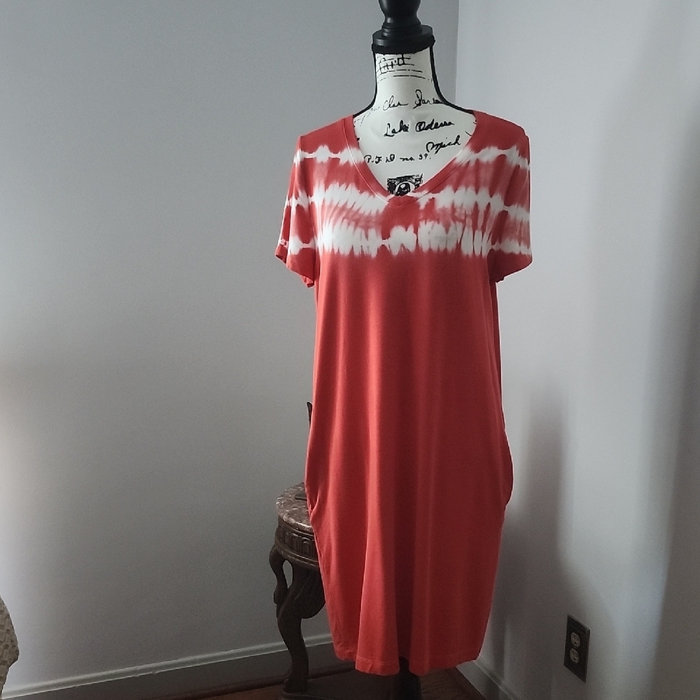 Orange and White Tie-Dye Dress